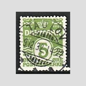 FRIM�RKER DANMARK | 1930 - AFA 183 - B�lgelinie 5 �re lysgr�n - Lux Stemplet Taulov