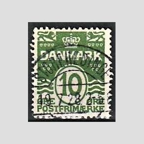 FRIM�RKER DANMARK | 1921-22 - AFA 124 - B�lgelinie 10 �re gr�n - Lux Stemplet Storeheddinge