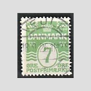 FRIM�RKER DANMARK | 1926-30 - AFA 167 - B�lgelinie 7 �re lysgr�n - Lux Stemplet Vejle