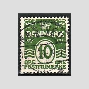 FRIM�RKER DANMARK | 1921-22 - AFA 124 - B�lgelinie 10 �re gr�n - Lux Stemplet N�stved