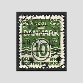 FRIM�RKER DANMARK | 1921-22 - AFA 124 - B�lgelinie 10 �re gr�n - Lux Stemplet Vejle