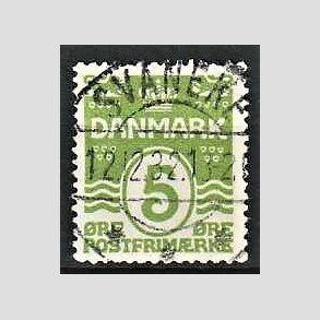 FRIM�RKER DANMARK | 1930 - AFA 183 - B�lgelinie 5 �re lysgr�n - Lux Stemplet Svaneke