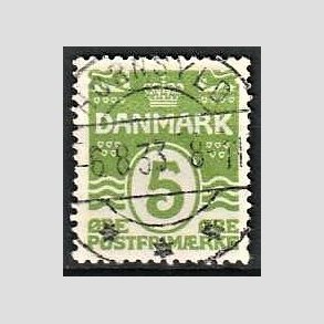 FRIM�RKER DANMARK | 1930 - AFA 183 - B�lgelinie 5 �re lysgr�n - Lux Stemplet Hornsyld