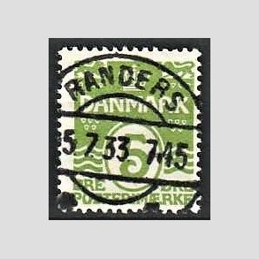 FRIM�RKER DANMARK | 1930 - AFA 183 - B�lgelinie 5 �re lysgr�n - Lux Stemplet Randers