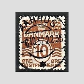 FRIM�RKER DANMARK | 1930 - AFA 185a - B�lgelinie 10 �re r�dbrun - Lux Stemplet Aarhus
