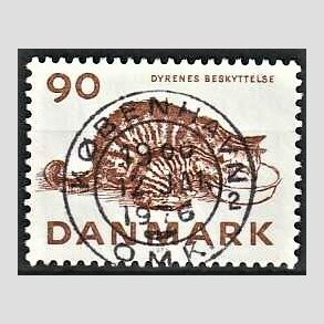 FRIM�RKER DANMARK | 1975 - AFA 605 - Dyrenes Beskyttelse 100 �r. - Pragt Stemplet K�benhavn
