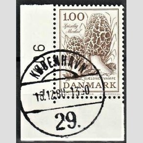 FRIM�RKER DANMARK | 1978 - AFA 669 - Sj�ldne svampe - 1,00 Kr. brunmed marginal - Pragt Stemplet K�benhavn