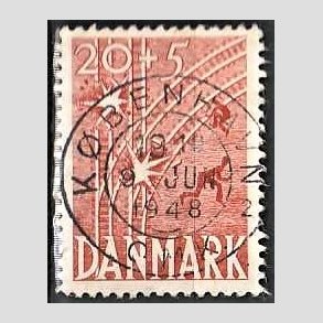 FRIM�RKER DANMARK | 1947 - AFA 300 - Modstandsbev�gelsen - 20 + 5 �re r�d - Pragt Stemplet
