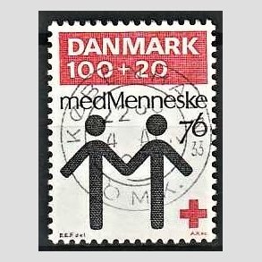 FRIMRKER DANMARK | 1976 - AFA 611 - Dansk Rde Kors 100 r. - 100 + 20 re rd/sort - Lux Stemplet Kbenhavn