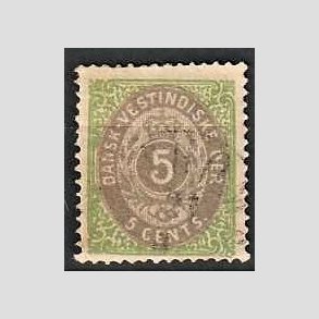 FRIMRKER DVI | 1876-1901 - AFA 10 | 5 cents grn/gr - Stemplet