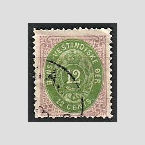 FRIMRKER DVI | 1876-1901 - AFA 12 | 12 cents lilla/gulgrn - Stemplet