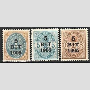FRIMRKER DVI | 1905 - AFA 33-35 | 5 BIT provisorier komplet st - Ubrugt