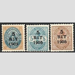 FRIMRKER DVI | 1905 - AFA 33-35 | 5 BIT provisorier komplet st - Ubrugt