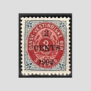 FRIMRKER DVI | 1902 - AFA 18By | 2 CENTS/3 c. bl/rd provisorium - Postfrisk