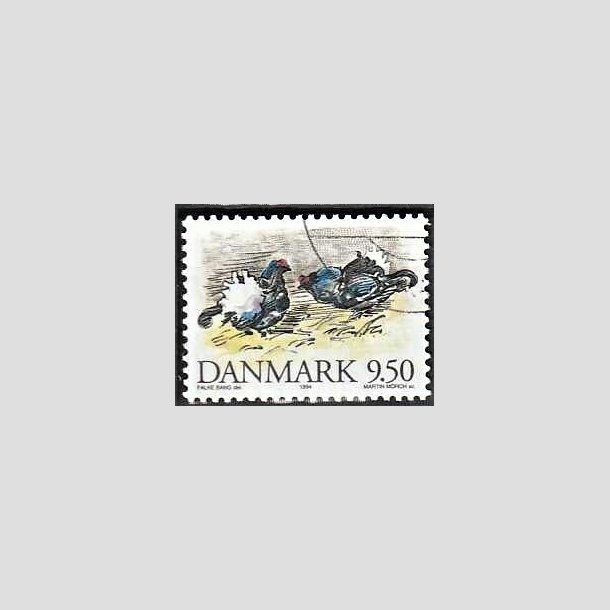 FRIMRKER DANMARK | 1994 - AFA 1079 - Truede danske dyr - 9,50 Kr. urfugl - God/bedre gennemsnitskvalitet - Stemplet