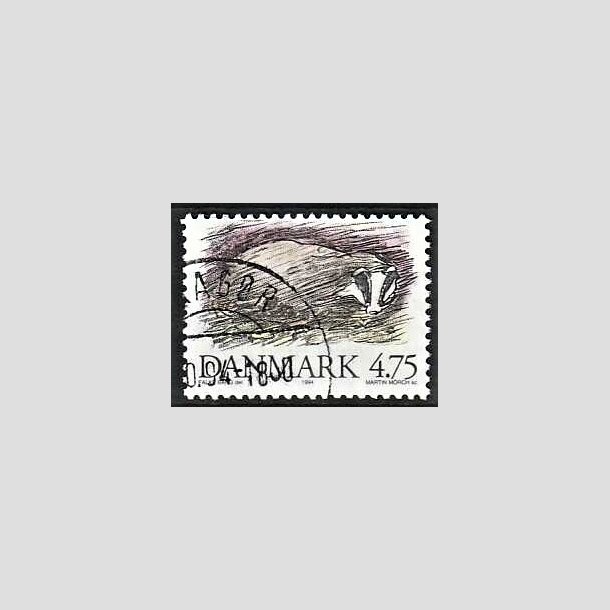 FRIMRKER DANMARK | 1994 - AFA 1077 - Truede danske dyr - 4,75 Kr. Grvling - God/bedre gennemsnitskvalitet - Stemplet