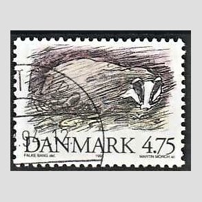 FRIMRKER DANMARK | 1994 - AFA 1077 - Truede danske dyr - 4,75 Kr. Grvling - God/bedre gennemsnitskvalitet - Stemplet