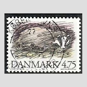 FRIMRKER DANMARK | 1994 - AFA 1077 - Truede danske dyr - 4,75 Kr. Grvling - God/bedre gennemsnitskvalitet - Stemplet