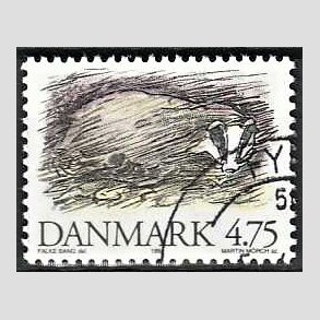 FRIMRKER DANMARK | 1994 - AFA 1077 - Truede danske dyr - 4,75 Kr. Grvling - God/bedre gennemsnitskvalitet - Stemplet