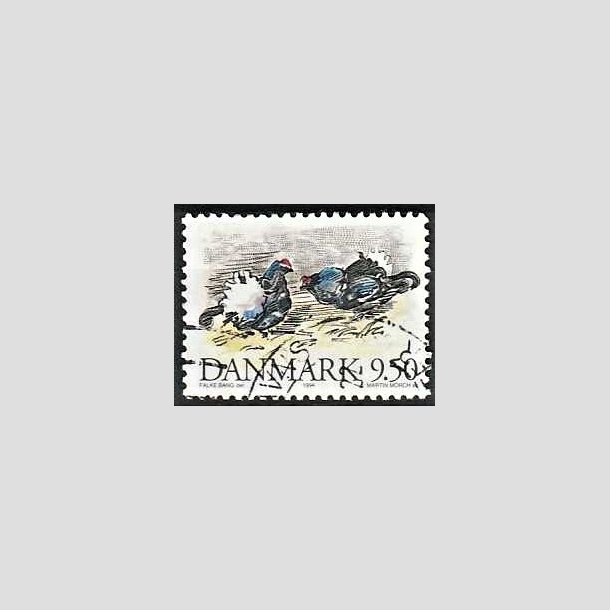 FRIMRKER DANMARK | 1994 - AFA 1079 - Truede danske dyr - 9,50 Kr. urfugl - God/bedre gennemsnitskvalitet - Stemplet