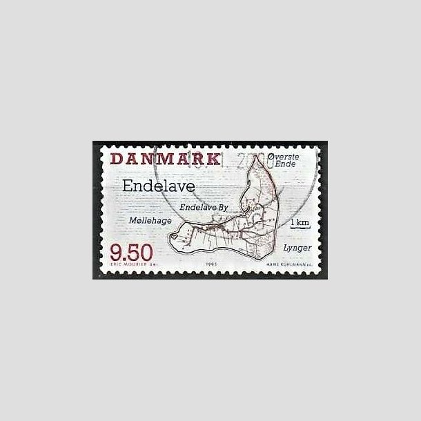 FRIMRKER DANMARK | 1995 - AFA 1089 - Danske smer - 9,50 Kr. flerfarvet - Pnt Stemplet