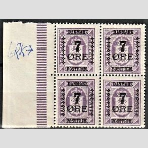 FRIMRKER DANMARK | 1926 - AFA 165 - 7/15 re violet Provisorium i 4-blok - Postfrisk
