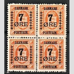 FRIMRKER DANMARK | 1926 - AFA 160 - 7/1 re orange Provisorier i 4-Blok - Postfrisk