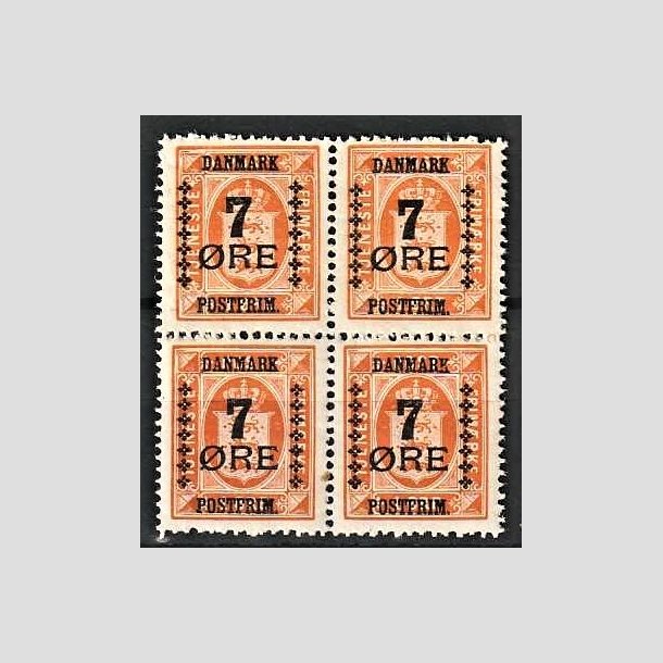 FRIMRKER DANMARK | 1926 - AFA 160 - 7/1 re orange Provisorier i 4-Blok - Postfrisk