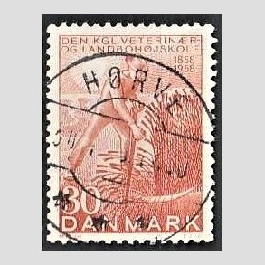FRIM�RKER DANMARK | 1958 - AFA 372 - Landboh�jskolen 100 �r - 30 �re r�d - Pragt Stemplet H�rve