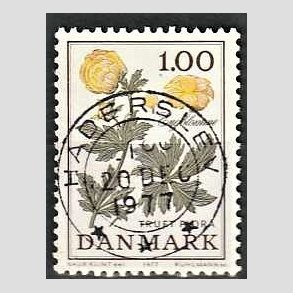 FRIM�RKER DANMARK | 1977 - AFA 649 - Truet flora - 1,00 Kr. gul/gr�n - Pragt Stemplet Haderslev
