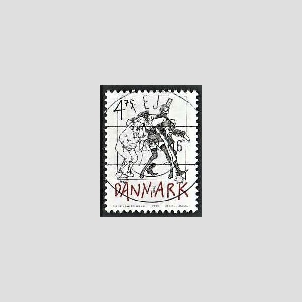 FRIMRKER DANMARK | 1992 - AFA 1030 - Danske tegneseriefigurer - 4,75 Kr. sort/rd - Pragt Stemplet Fej