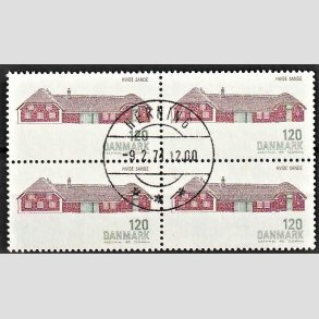 FRIMRKER DANMARK | 1972 - AFA 541 - Dansk bygningskunst - 120 re grn/brun/brunrd i 4-blok - Pragt Stemplet Herning