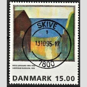 FRIMRKER DANMARK | 1995 - AFA 1100 - Niels Lergaard - 15,00 Kr. flerfarvet - Pragt Stemplet Skive