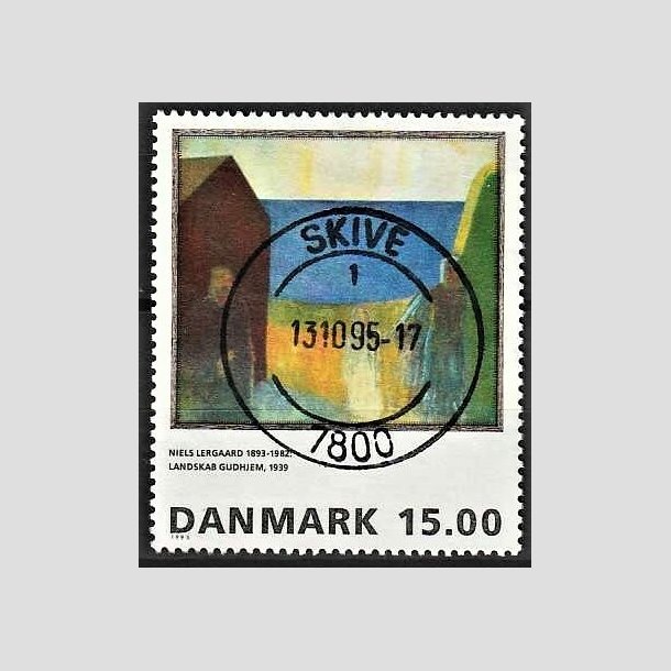 FRIMRKER DANMARK | 1995 - AFA 1100 - Niels Lergaard - 15,00 Kr. flerfarvet - Pragt Stemplet Skive