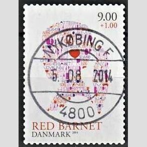 FRIMRKER DANMARK | 2013 - AFA 1768 - Red barnet - 9,00 + 1 Kr. flerfarvet - Pragt Stemplet Nykbing F