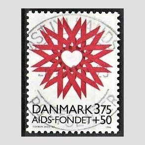FRIMRKER DANMARK | 1996 - AFA 1130 - AIDS-Fondet - 3,75 Kr. + 50 re rd/sort - Pragt Stemplet