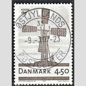 FRIM�RKER DANMARK | 2007 - AFA 1492 - Danske vindm�ller - 4,50 Kr. M�llen i Anskov - Pragt Stemplet 
