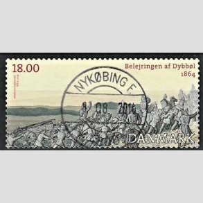 FRIM�RKER DANMARK | 2014 - AFA 1771 - Dybb�l 1864 - 18,00 Kr. flerfarvet - Pragt Stemplet Nyk�bing F