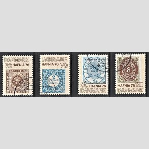 FRIMRKER DANMARK | 1975 - AFA 606a-606d - Hafnia II frimrkeudstillingen 1976 - 50 - 130 re i komplet st - God/bedre gennemsnitskvalitet - Stemplet