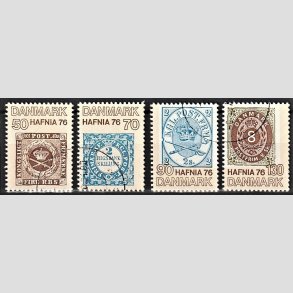 FRIMRKER DANMARK | 1975 - AFA 606a-606d - Hafnia II frimrkeudstillingen 1976 - 50 - 130 re i komplet st - God/bedre gennemsnitskvalitet - Stemplet
