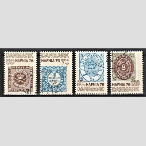FRIMRKER DANMARK | 1975 - AFA 606a-606d - Hafnia II frimrkeudstillingen 1976 - 50 - 130 re i komplet st - God/bedre gennemsnitskvalitet - Stemplet