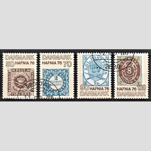 FRIMRKER DANMARK | 1975 - AFA 606a-606d - Hafnia II frimrkeudstillingen 1976 - 50 - 130 re i komplet st - God/bedre gennemsnitskvalitet - Stemplet