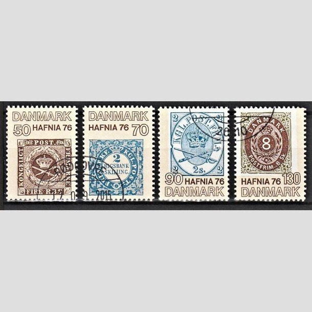 FRIMRKER DANMARK | 1975 - AFA 606a-606d - Hafnia II frimrkeudstillingen 1976 - 50 - 130 re i komplet st - God/bedre gennemsnitskvalitet - Stemplet