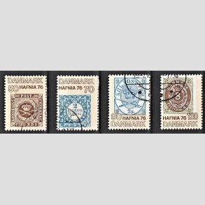 FRIMRKER DANMARK | 1975 - AFA 606a-606d - Hafnia II frimrkeudstillingen 1976 - 50 - 130 re i komplet st - God/bedre gennemsnitskvalitet - Stemplet