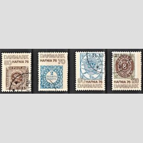 FRIMRKER DANMARK | 1975 - AFA 606a-606d - Hafnia II frimrkeudstillingen 1976 - 50 - 130 re i komplet st - God/bedre gennemsnitskvalitet - Stemplet