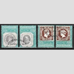 FRIMRKER DANMARK | 1975 - AFA 582a-582d - Hafnia I frimrkeudstillingen 1976 - 70 - 100 re i komplet st - God/bedre gennemsnitskvalitet - Stemplet
