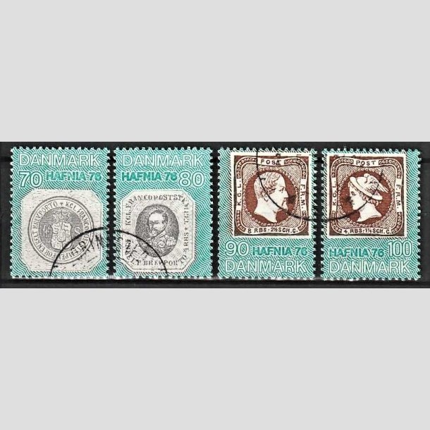 FRIMRKER DANMARK | 1975 - AFA 582a-582d - Hafnia I frimrkeudstillingen 1976 - 70 - 100 re i komplet st - God/bedre gennemsnitskvalitet - Stemplet