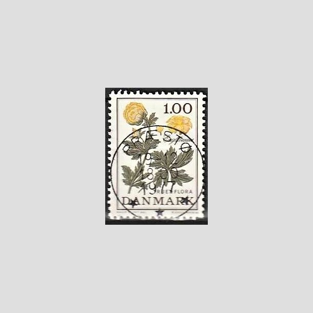 FRIMRKER DANMARK | 1977 - AFA 649 - Truet flora - 1,00 Kr. gul/grn - Pragt Stemplet Prst