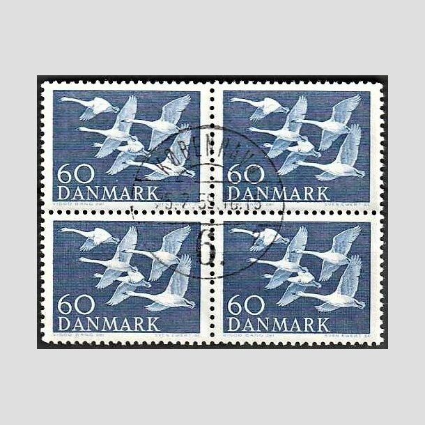 FRIMRKER DANMARK | 1956 - AFA 368 - Nordens svaner - 60 re bl i 4-blok - Lux Stemplet Kbenhavn