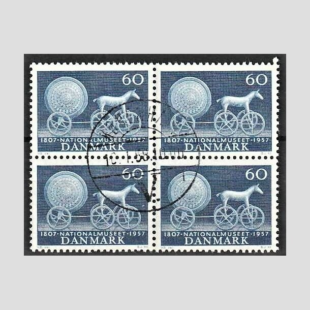 FRIMRKER DANMARK | 1957 - AFA 371 - Nationalmuseets 150 r - 60 re bl i 4-blok - Pragt Stemplet